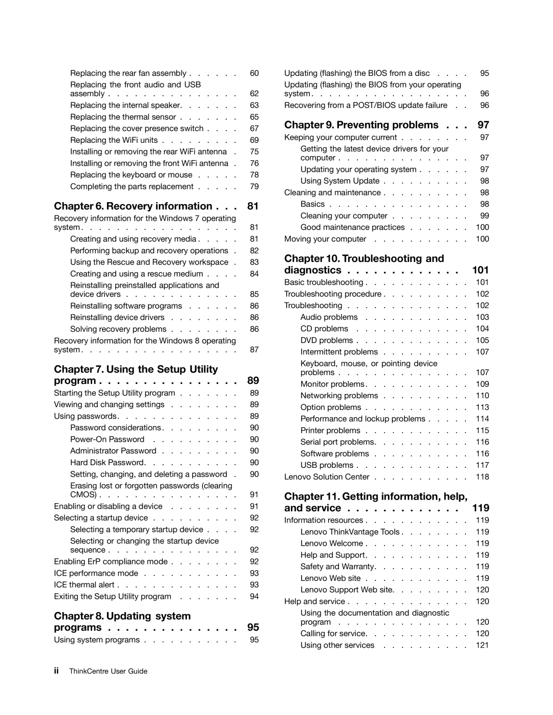 Lenovo 1663, 2112, 2111, 2110, 2011, 1565, 1662, 1562, 1766, 1765 manual Recovery information 