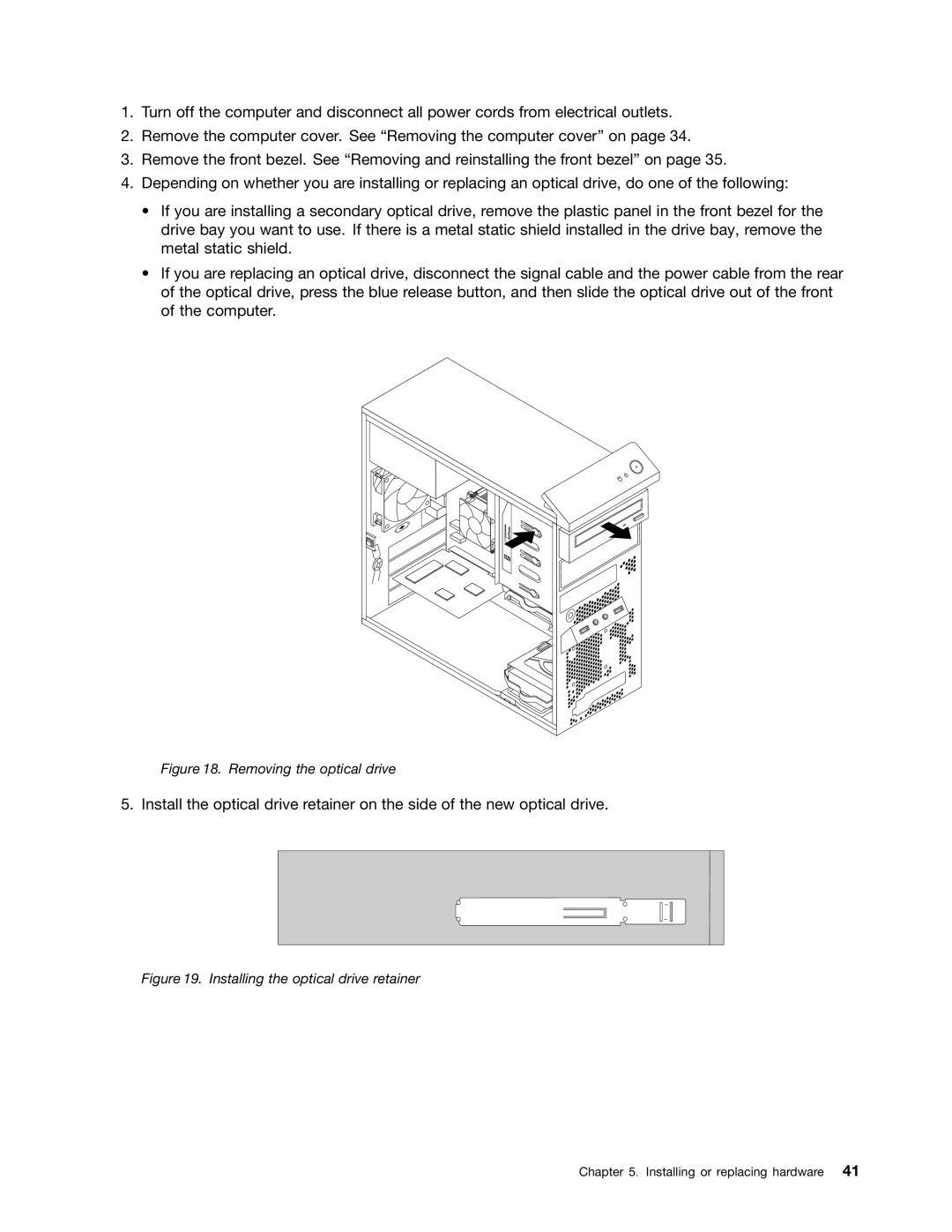 Lenovo 2011, 2112, 2111, 2110, 1663, 1565, 1662, 1562, 1766, 1765 manual Removing the optical drive 