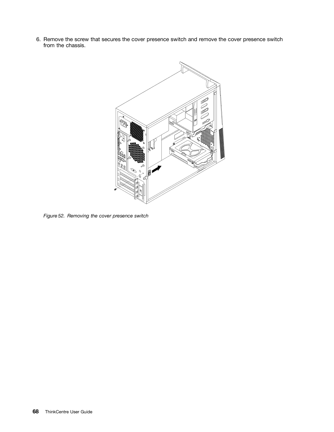 Lenovo 2112, 2111, 2110, 2011, 1663, 1565, 1662, 1562, 1766, 1765 manual Removing the cover presence switch 