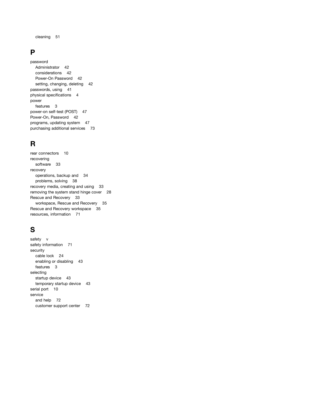 Lenovo 2117EKU manual Cleaning Password Administrator Considerations 