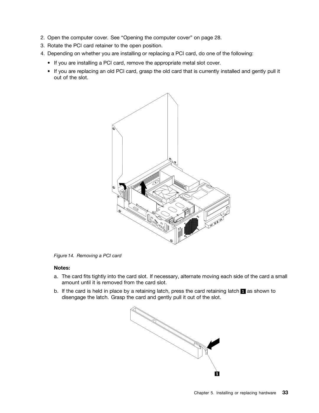 Lenovo 2227, 2224, 2226, 2208, 2221, 2209, 2010, 1996, 2002, 1997 manual Removing a PCI card 