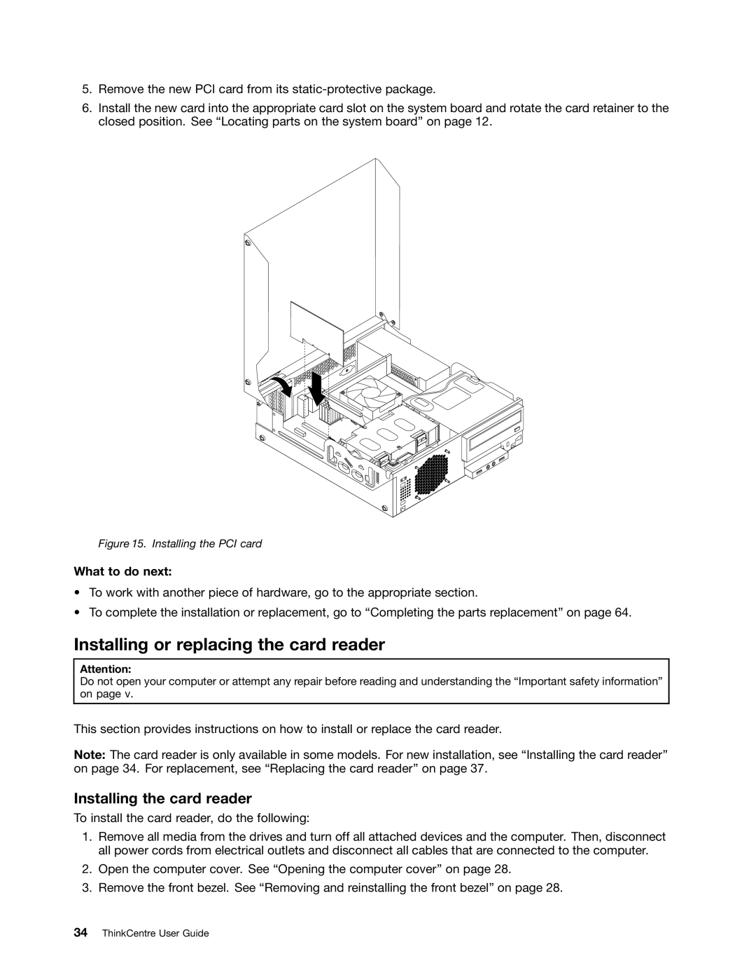 Lenovo 2010, 2224, 2226, 2208, 2221, 2209, 2227, 1996, 2002 Installing or replacing the card reader, Installing the card reader 