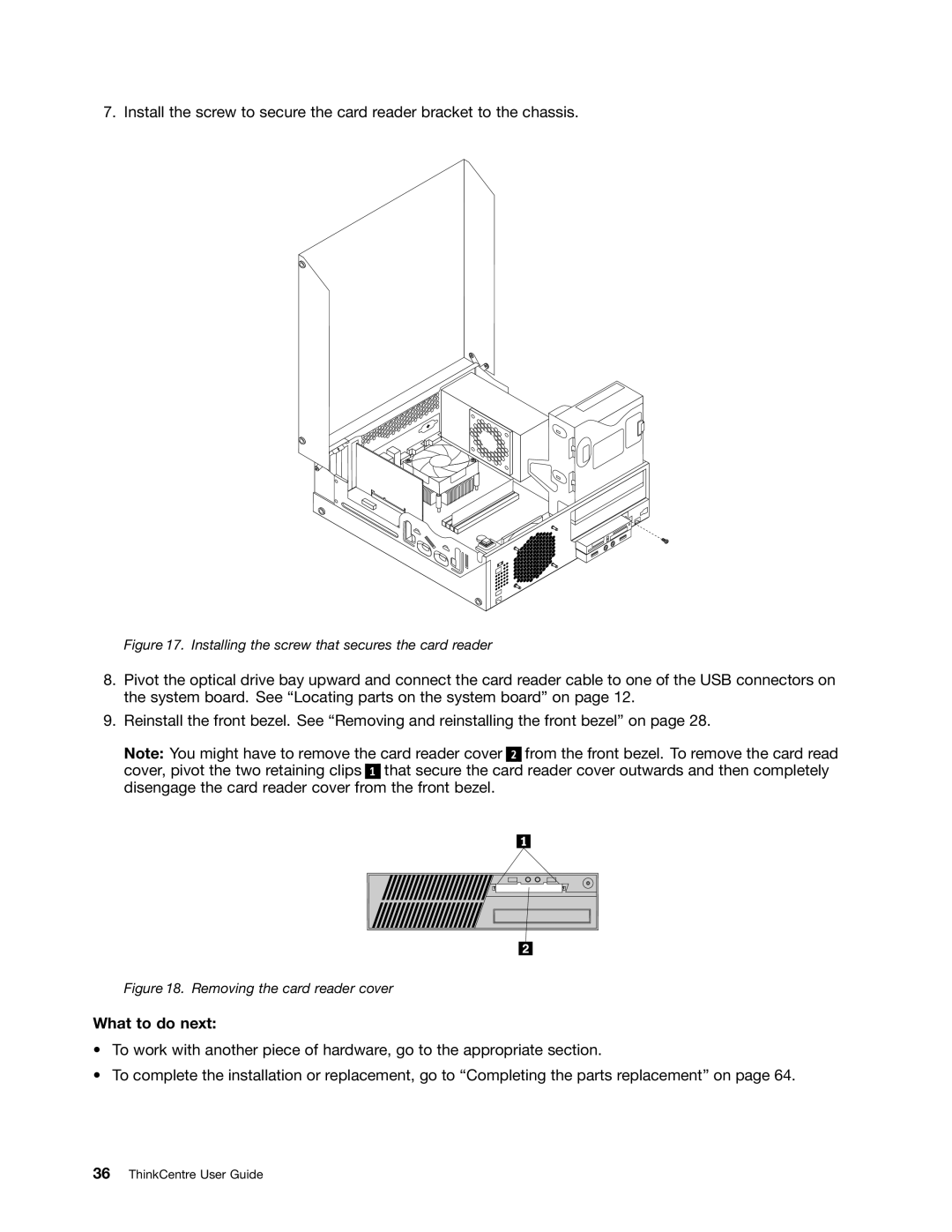 Lenovo 2002, 2224, 2226, 2208, 2221, 2209, 2227, 2010, 1996, 1997 manual Installing the screw that secures the card reader 