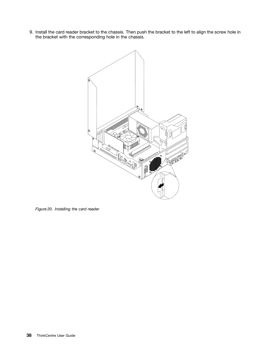 Lenovo 2224, 2226, 2208, 2221, 2209, 2227, 2010, 1996, 2002, 1997 manual Installing the card reader 