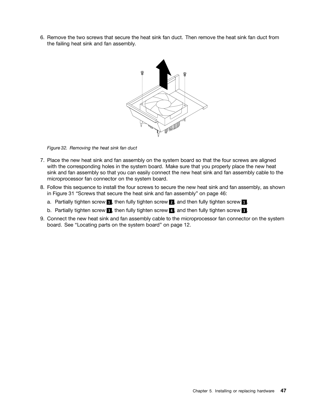 Lenovo 1997, 2224, 2226, 2208, 2221, 2209, 2227, 2010, 1996, 2002 manual Removing the heat sink fan duct 