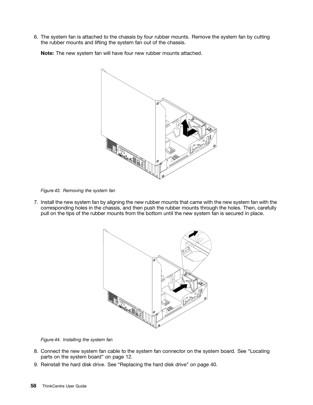 Lenovo 2224, 2226, 2208, 2221, 2209, 2227, 2010, 1996, 2002, 1997 manual Removing the system fan 