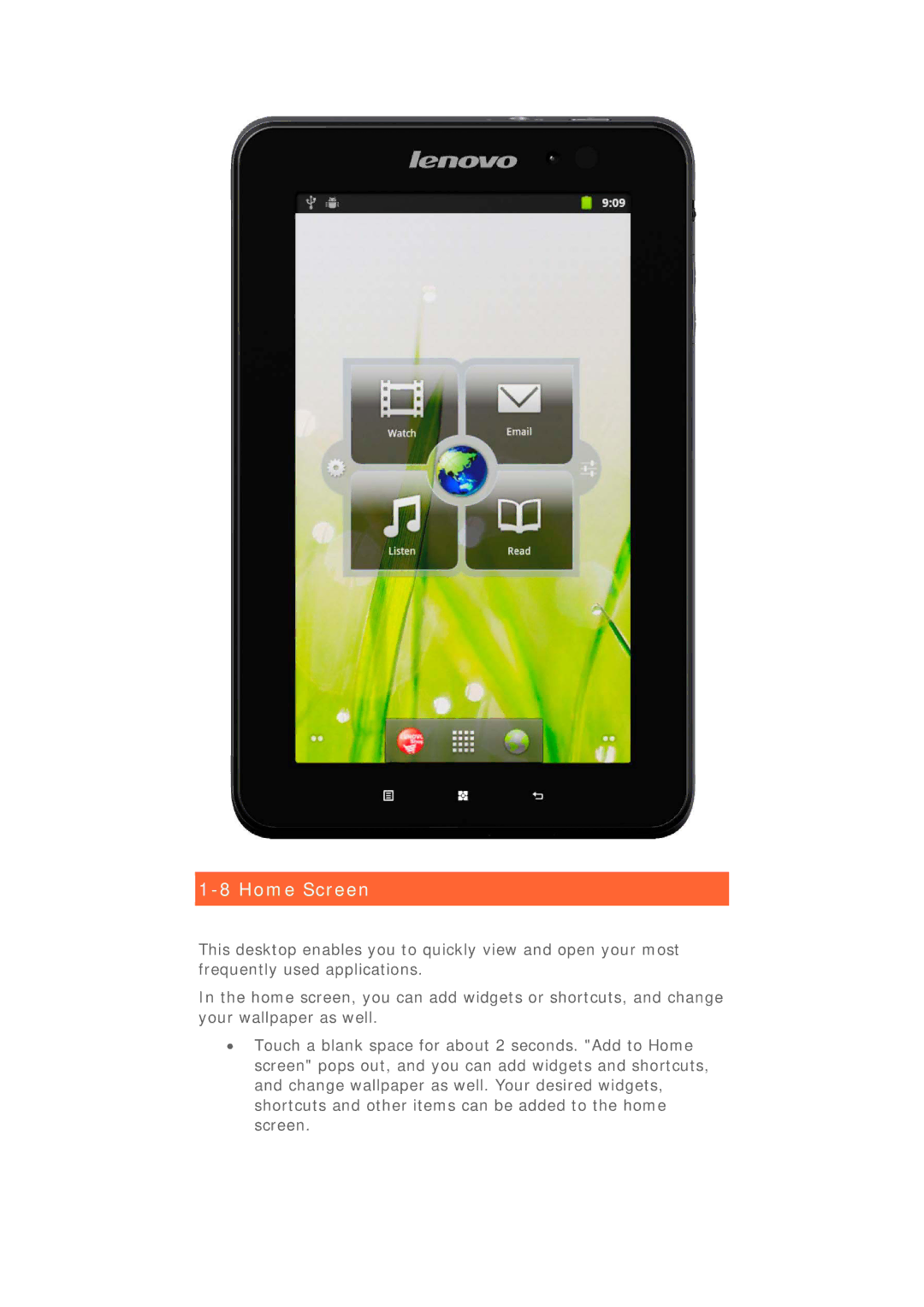 Lenovo 22282EU manual Home Screen 