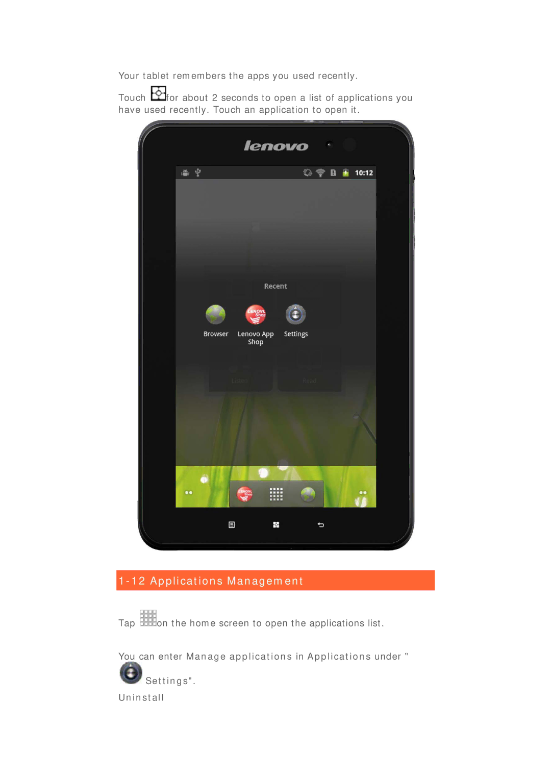 Lenovo 22282EU manual Applications Management 