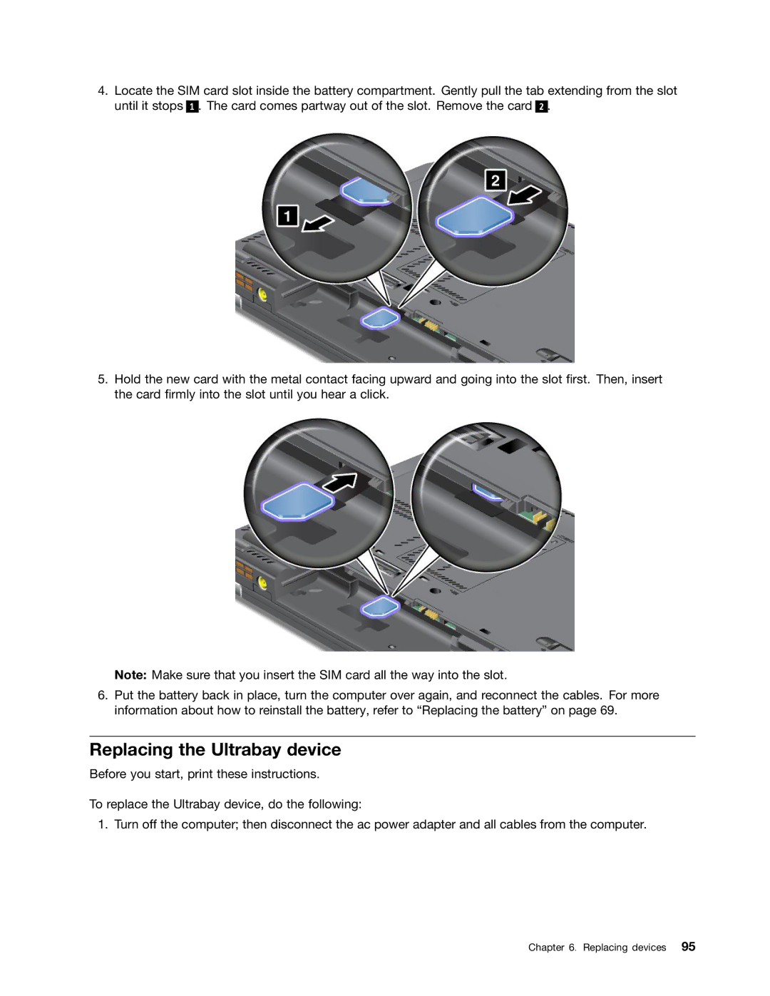 Lenovo 2344BMU manual Replacing the Ultrabay device 