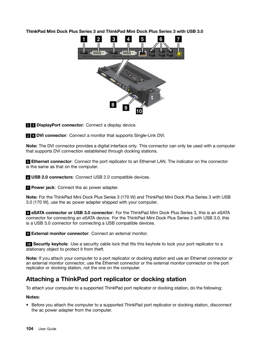 Lenovo 2344BMU manual Attaching a ThinkPad port replicator or docking station 