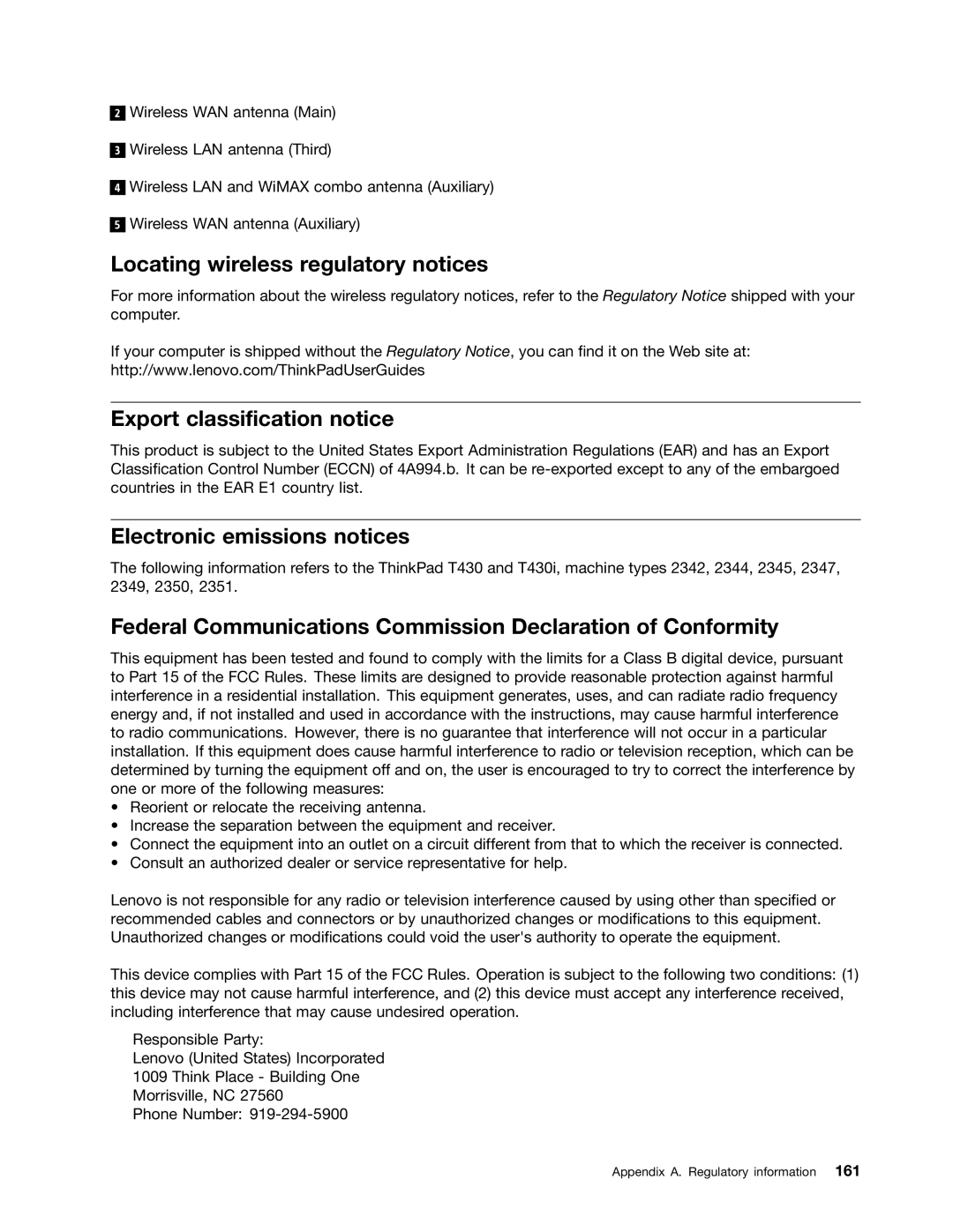 Lenovo 2344BMU manual Locating wireless regulatory notices, Export classification notice, Electronic emissions notices 