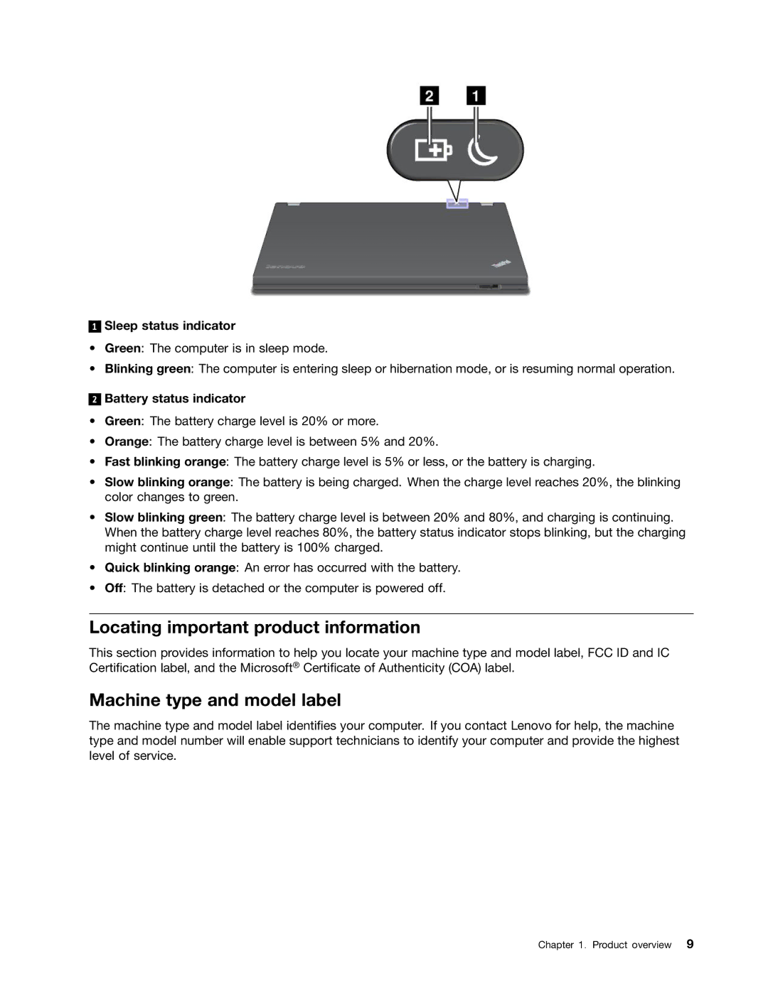 Lenovo 2344BMU manual Locating important product information, Machine type and model label, Sleep status indicator 