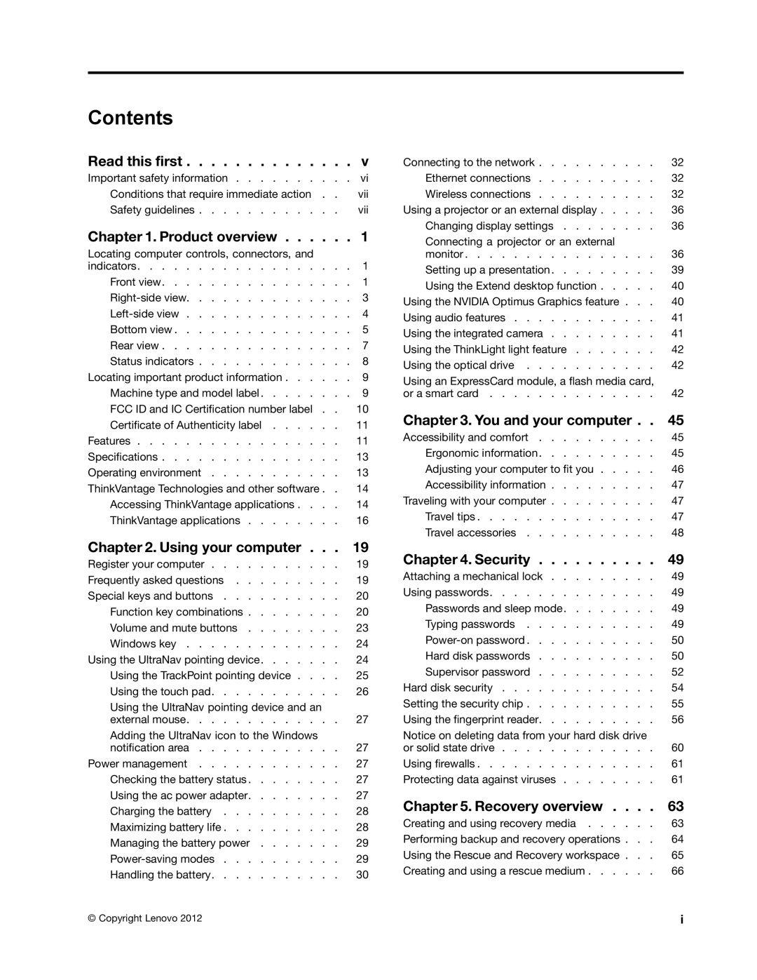 Lenovo 2344BMU manual Contents 