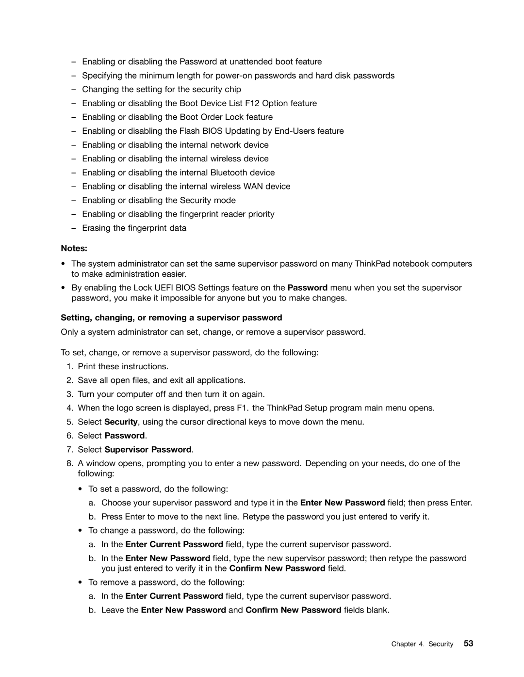 Lenovo 2344BMU manual Setting, changing, or removing a supervisor password, Select Supervisor Password 