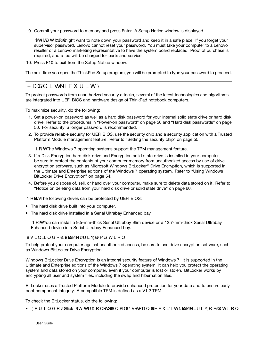 Lenovo 2344BMU manual Hard disk security, Using Windows BitLocker Drive Encryption 