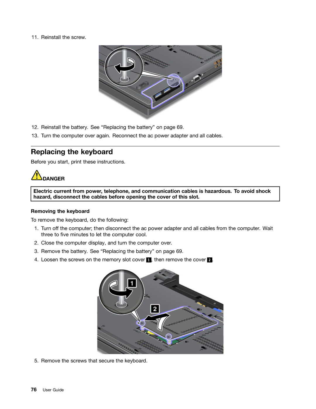 Lenovo 2344BMU manual Replacing the keyboard 