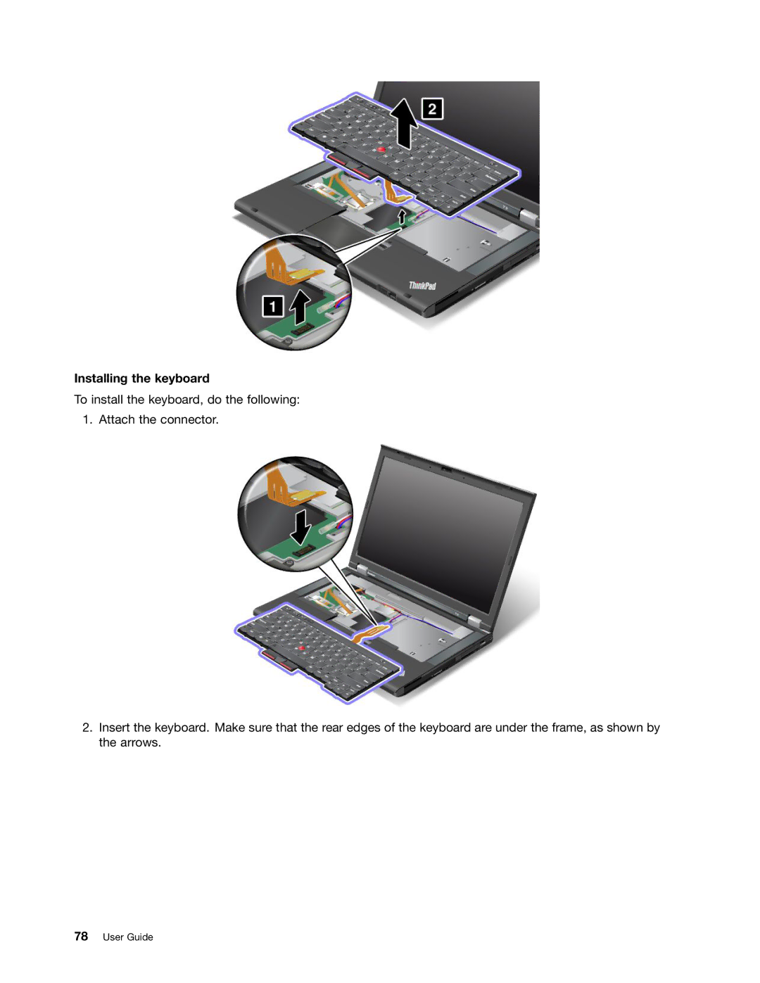 Lenovo 2344BMU manual Installing the keyboard 