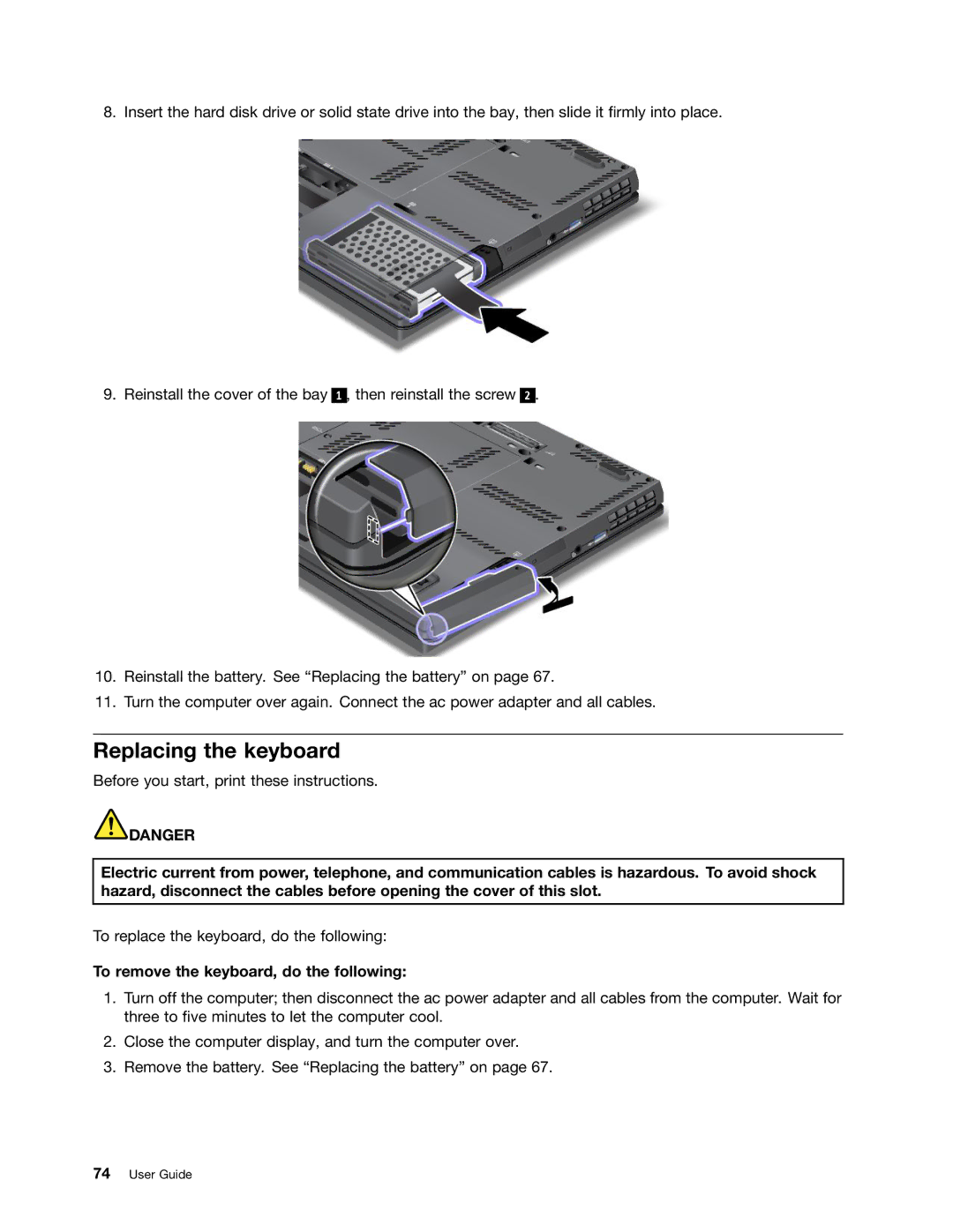 Lenovo 23539KU manual Replacing the keyboard, To remove the keyboard, do the following 