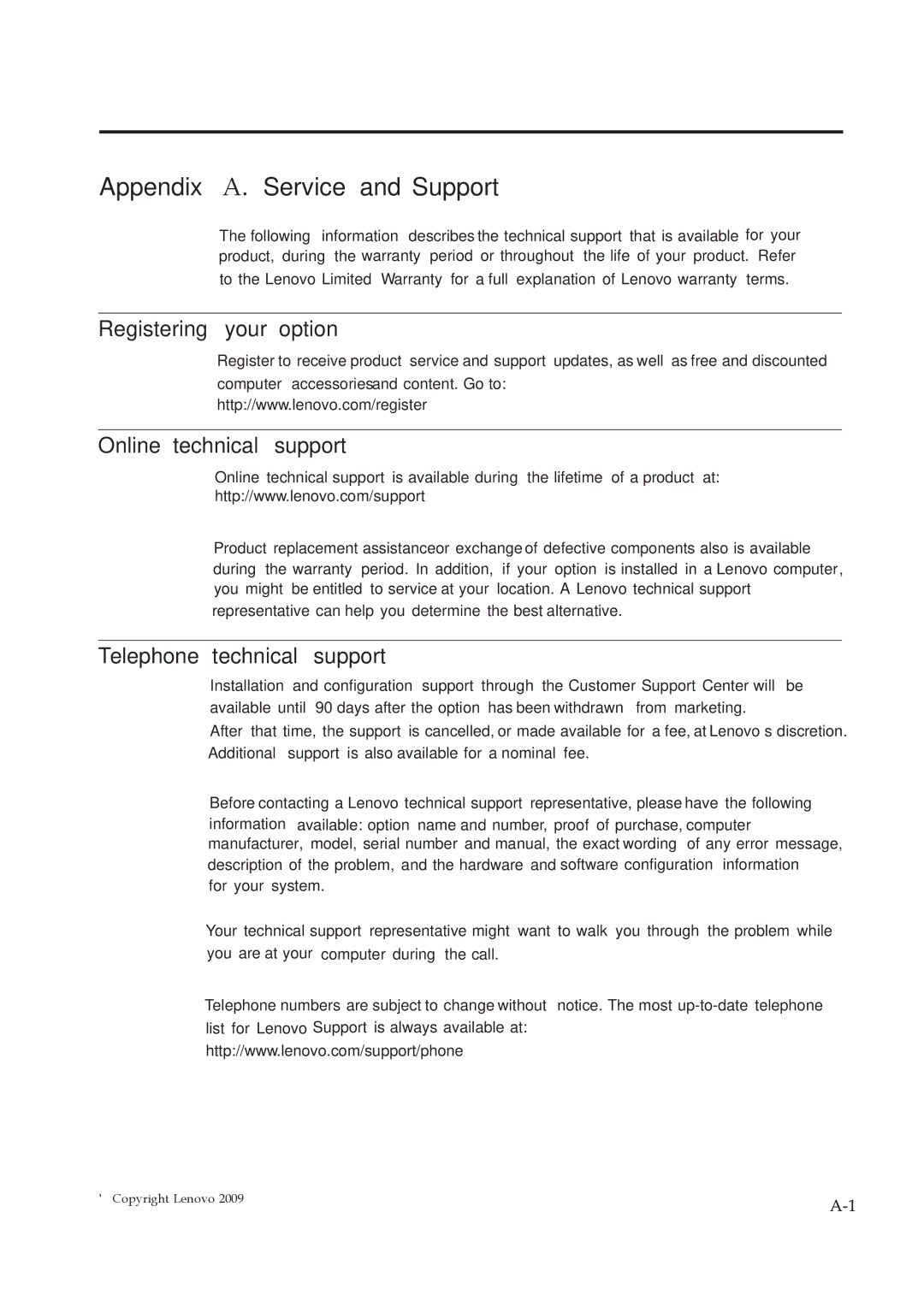 Lenovo 2448HB6 manual Appendix A. Service and Support 