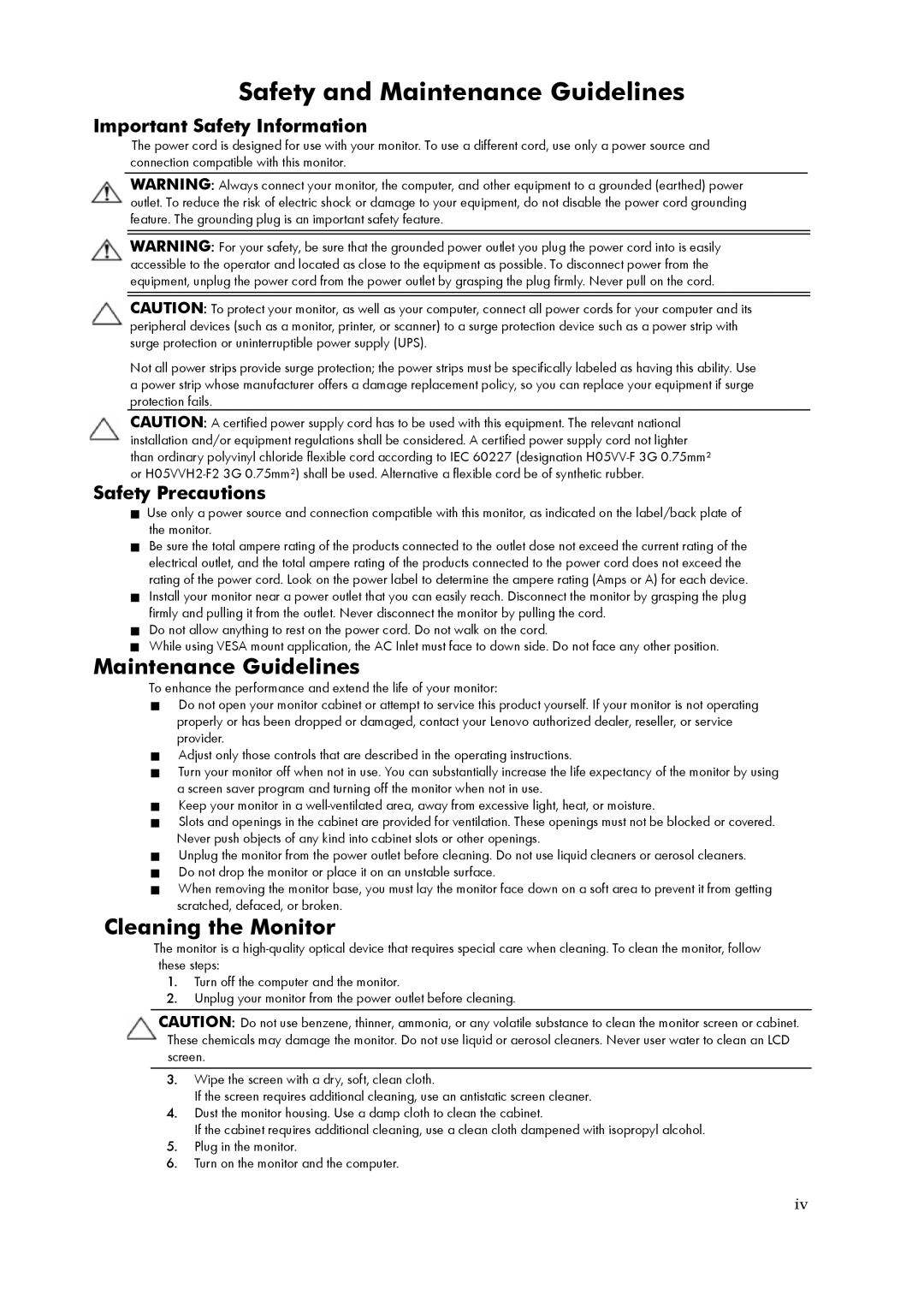 Lenovo 2448MB6 manual Important Safety Information, Safety Precautions 