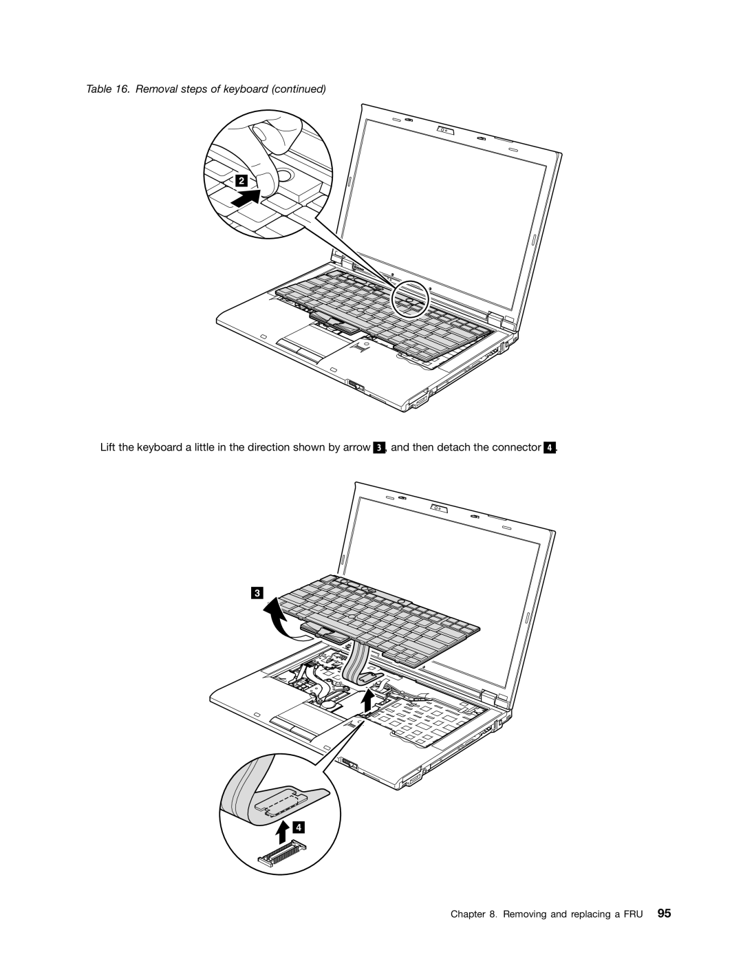 Lenovo 2522K4U, 2518X01 manual Removal steps of keyboard 