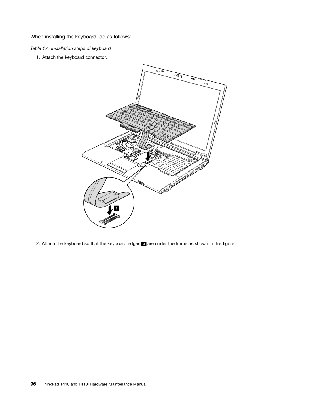 Lenovo 2518X01, 2522K4U manual When installing the keyboard, do as follows 