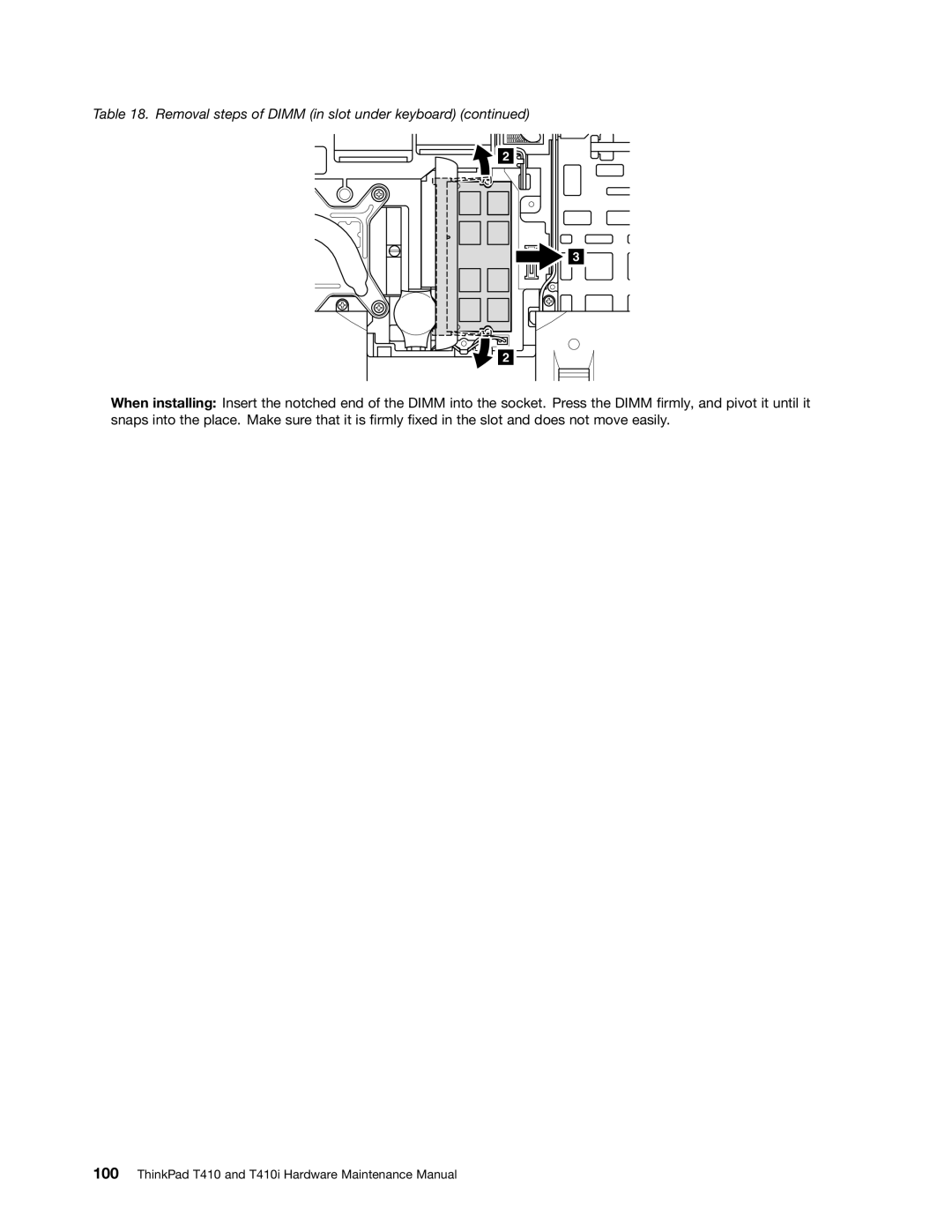 Lenovo 2518X01, 2522K4U manual Removal steps of Dimm in slot under keyboard 