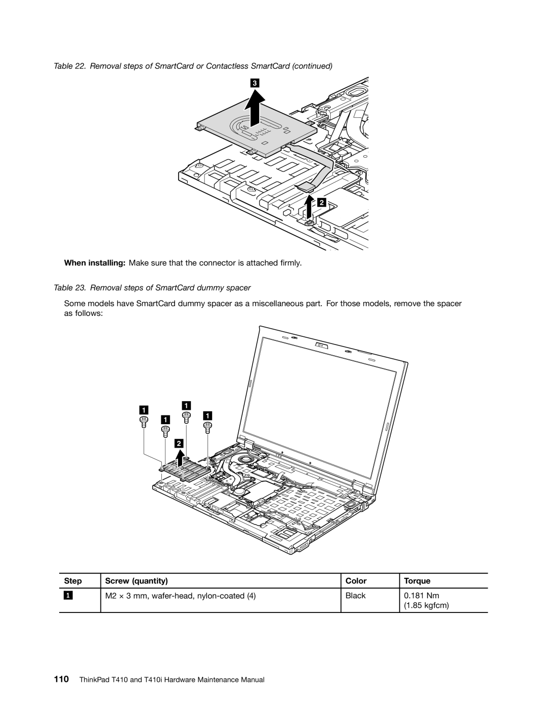 Lenovo 2518X01, 2522K4U manual Removal steps of SmartCard dummy spacer 