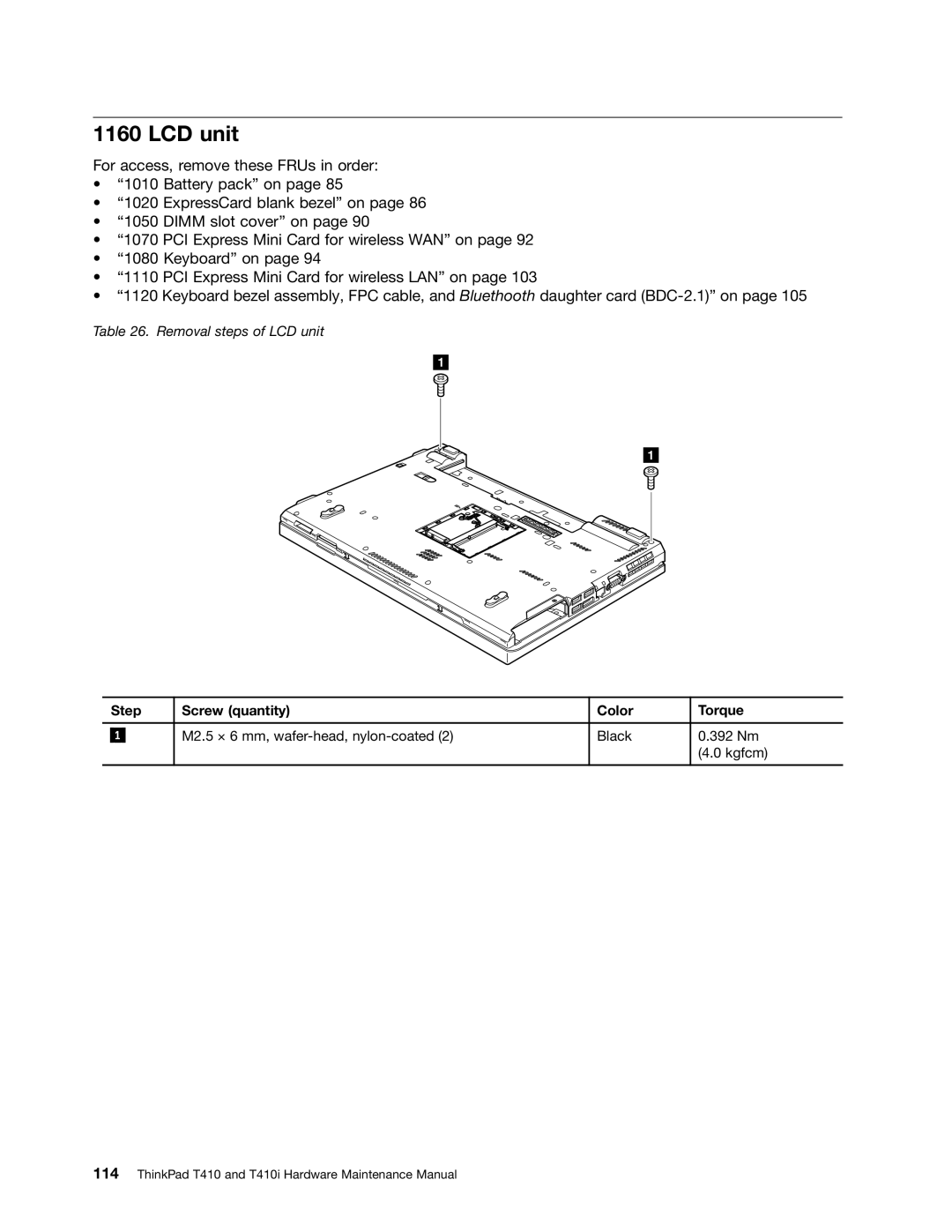 Lenovo 2518X01, 2522K4U manual LCD unit 