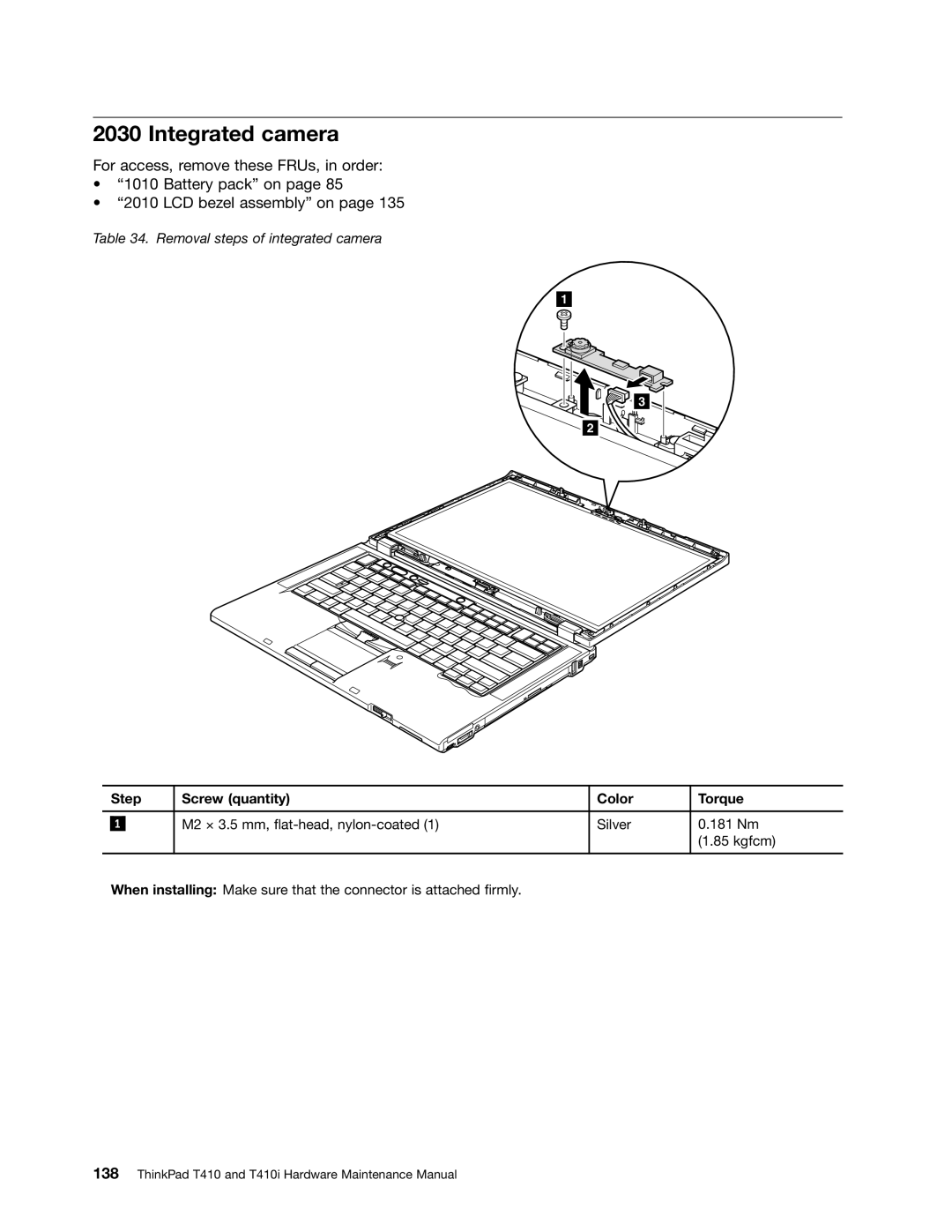 Lenovo 2518X01, 2522K4U manual Integrated camera 