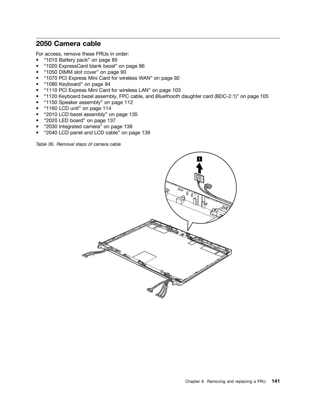 Lenovo 2522K4U, 2518X01 manual Camera cable 