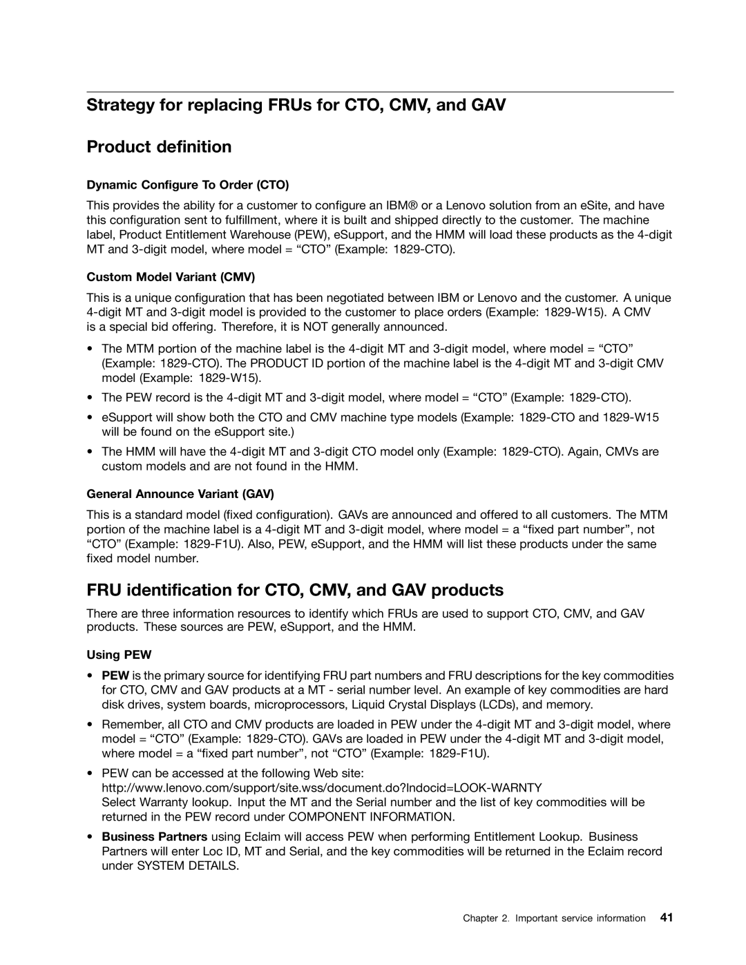 Lenovo 2522K4U, 2518X01 manual FRU identification for CTO, CMV, and GAV products, Dynamic Configure To Order CTO 