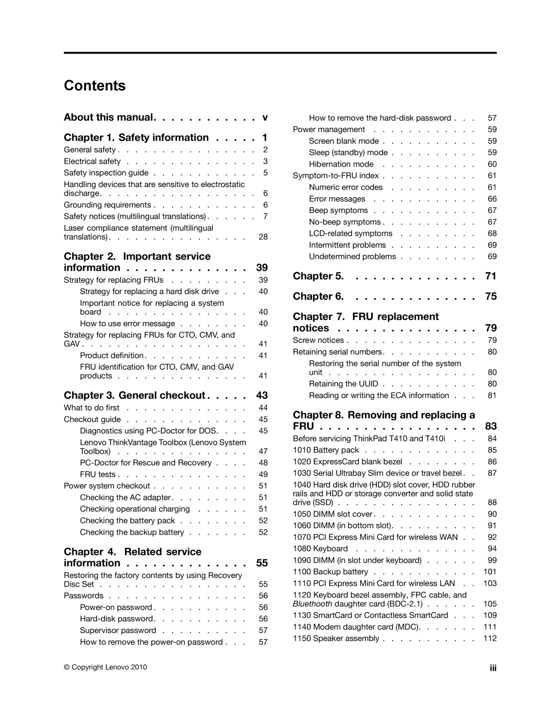 Lenovo 2522K4U, 2518X01 manual Contents 