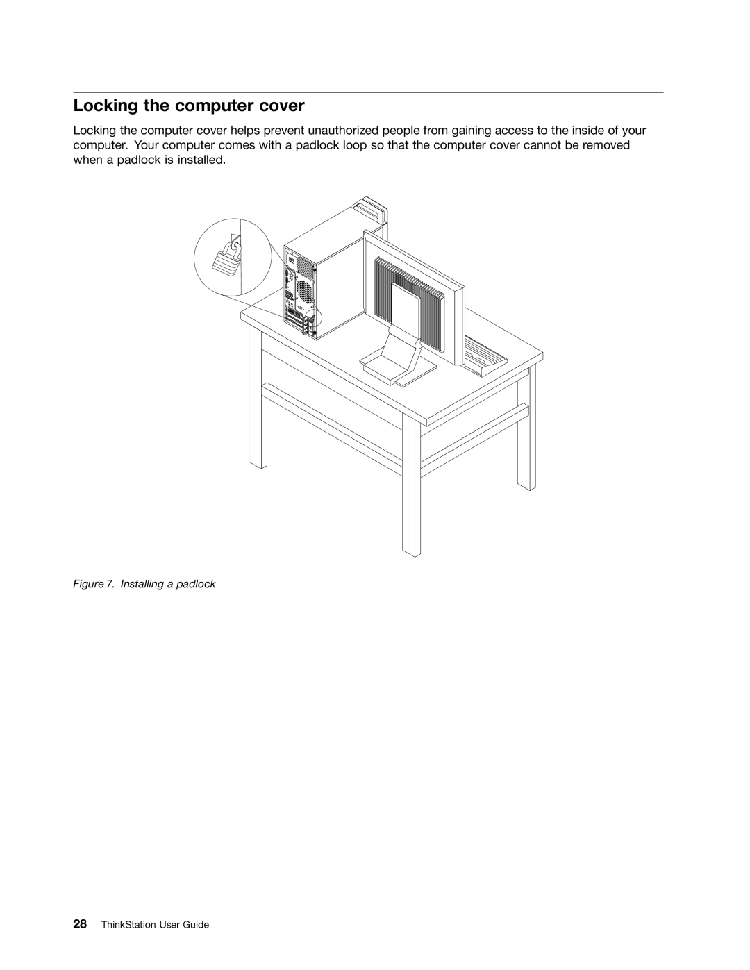 Lenovo 2551, 2552, 2555, 2554, 2553 manual Locking the computer cover, Installing a padlock 