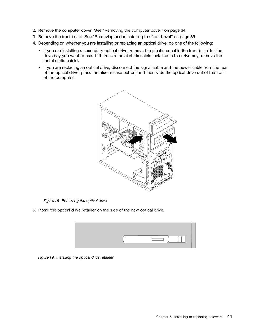 Lenovo 2554, 2551, 2552, 2555, 2553 manual Removing the optical drive 