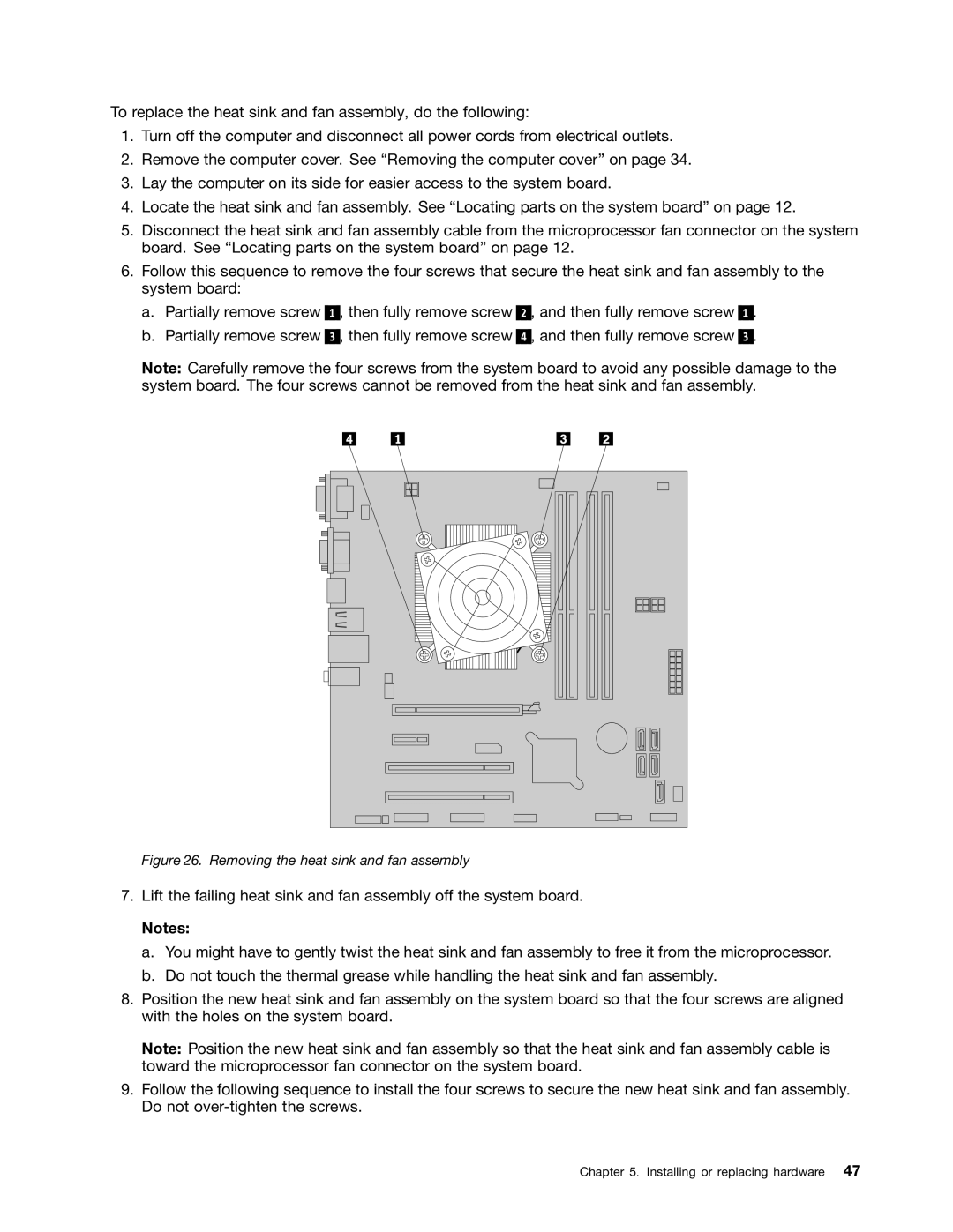 Lenovo 2553, 2551, 2552, 2555, 2554 manual Removing the heat sink and fan assembly 