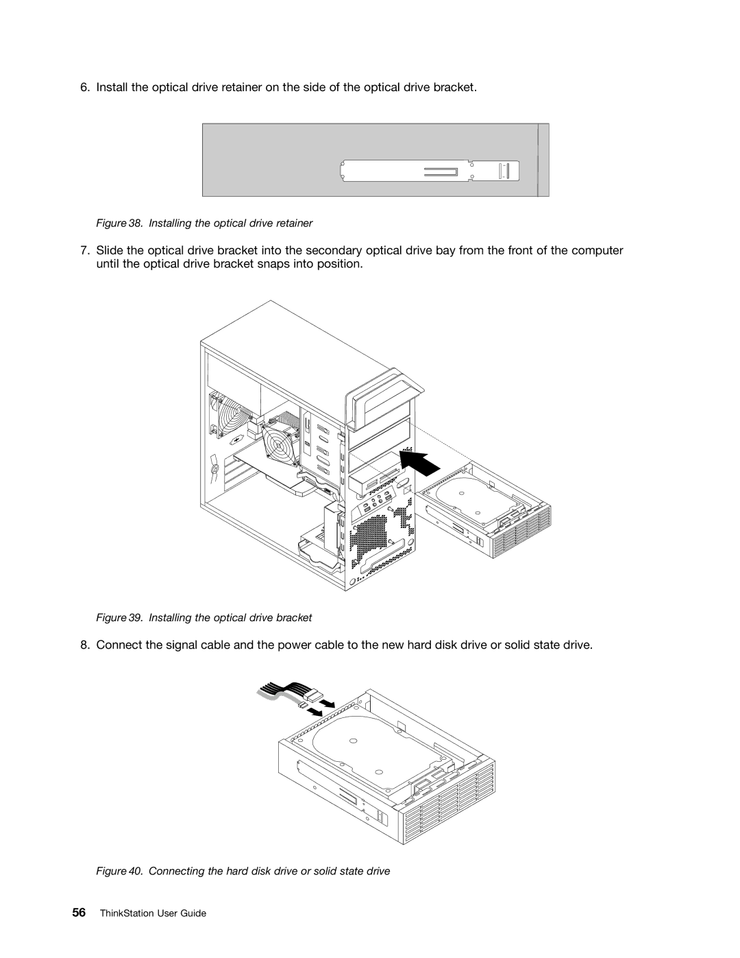 Lenovo 2554, 2551, 2552, 2555, 2553 manual Installing the optical drive bracket 