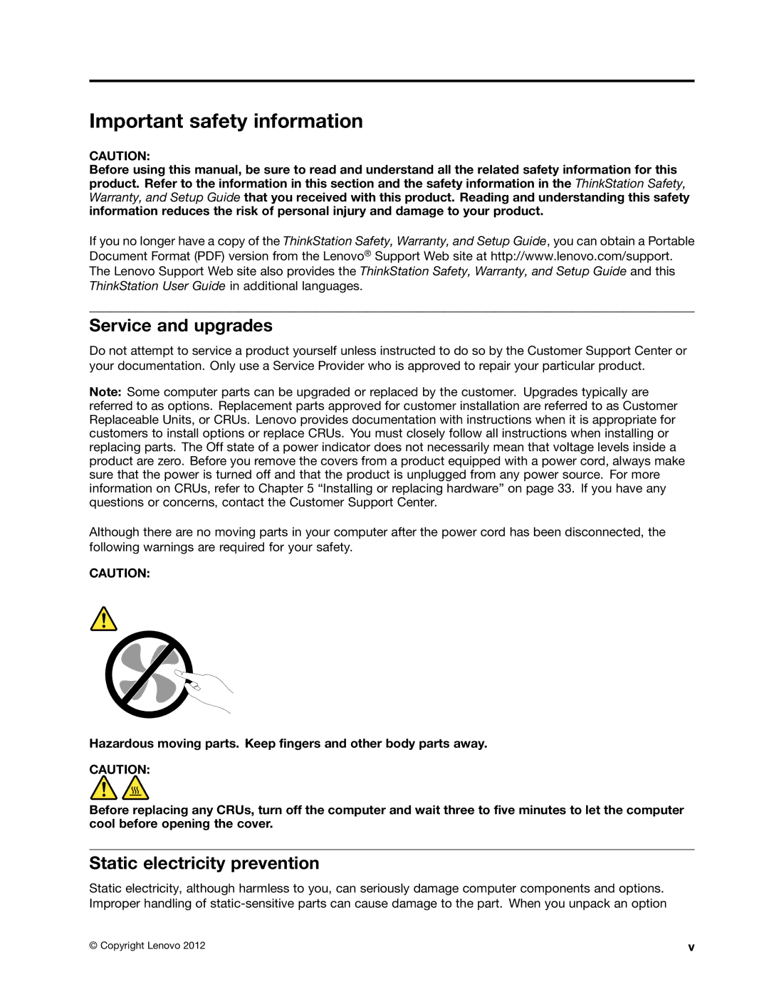 Lenovo 2555, 2551, 2552, 2554, 2553 manual Important safety information, Service and upgrades, Static electricity prevention 