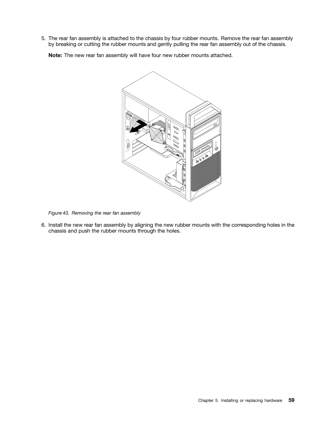 Lenovo 2552, 2551, 2555, 2554, 2553 manual Removing the rear fan assembly 