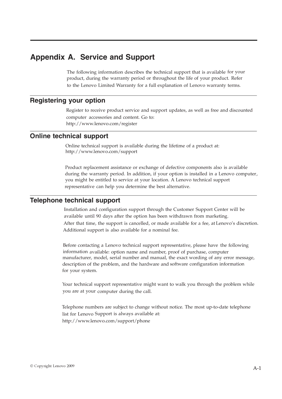 Lenovo 2572HB6 manual Appendix A. Service and Support 