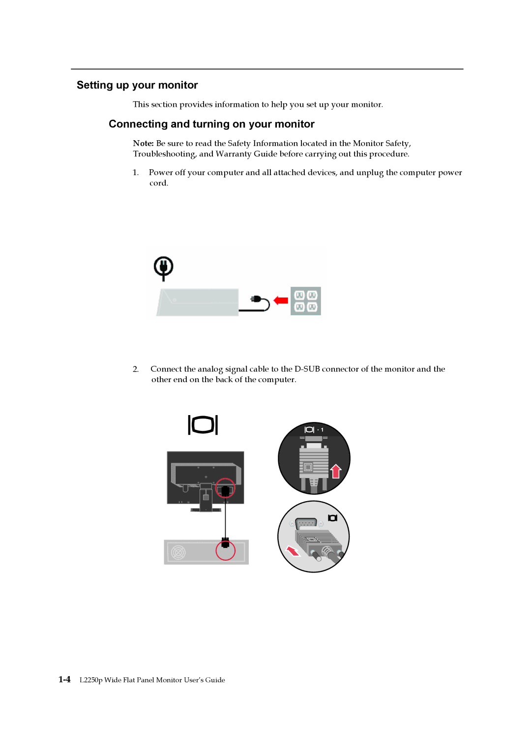 Lenovo 2572HB6 manual Setting up your monitor, Connecting and turning on your monitor 