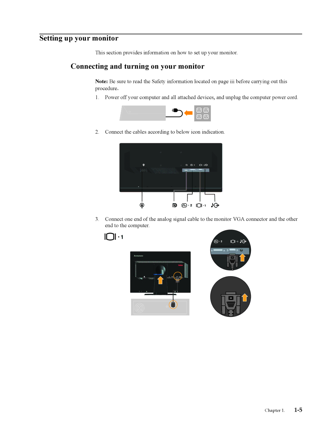 Lenovo 2572MB1 manual Setting up your monitor, Connecting and turning on your monitor 