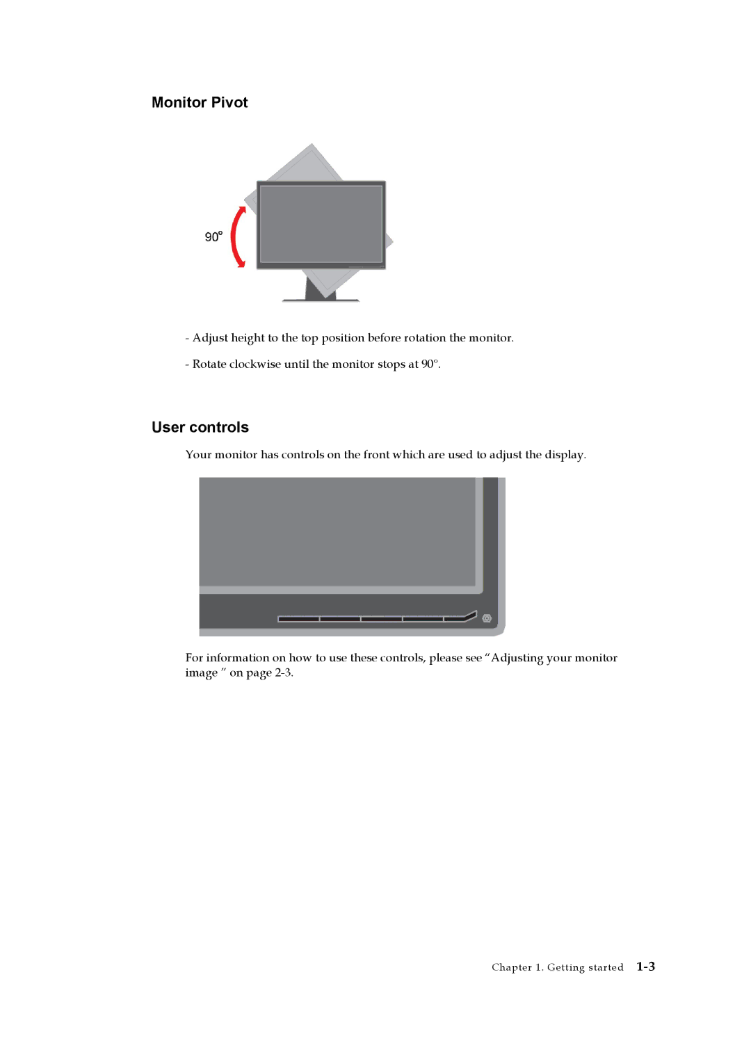 Lenovo 2572MB6 manual Monitor Pivot, User controls 