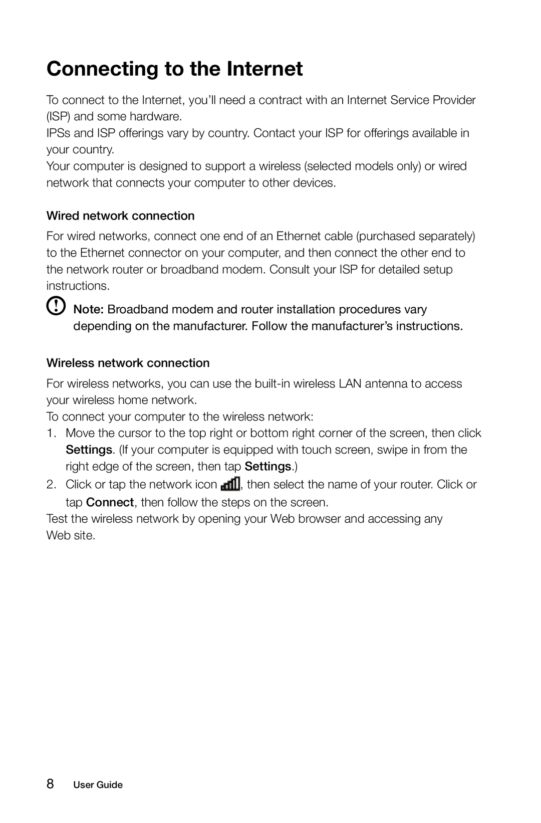 Lenovo 27 Series manual Connecting to the Internet 