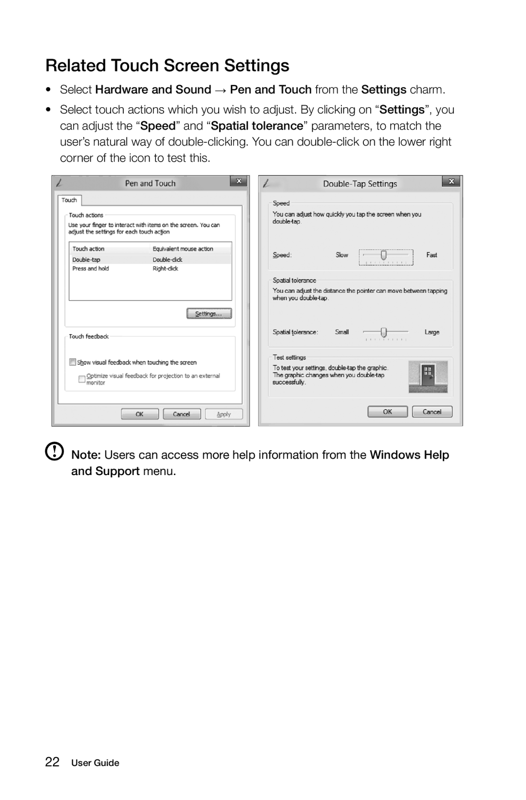 Lenovo 27 Series manual Related Touch Screen Settings 