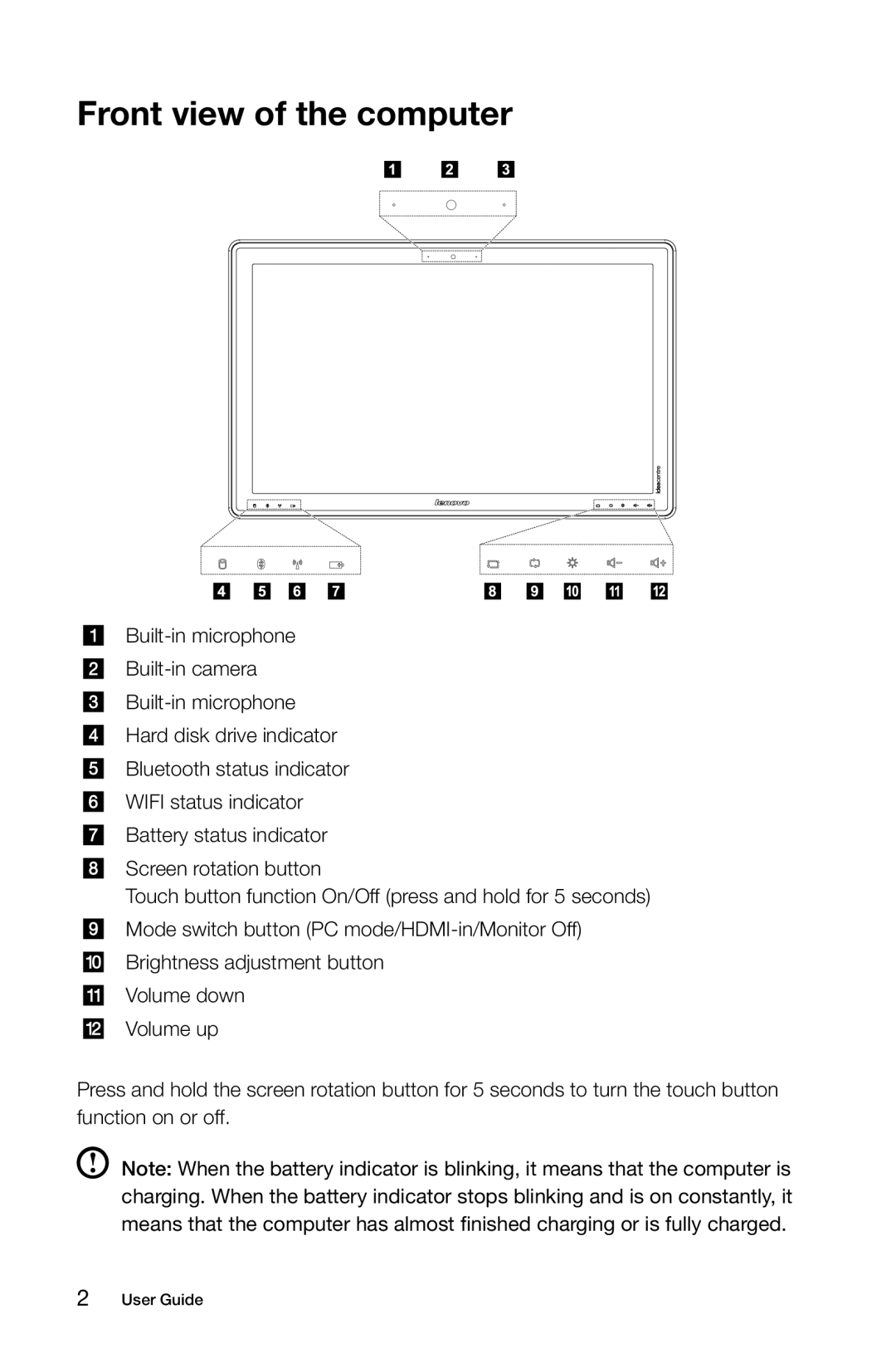 Lenovo 27 Series manual Front view of the computer 