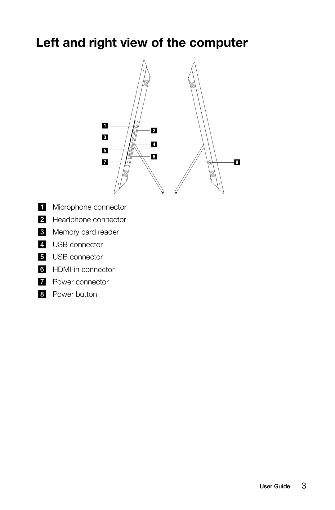 Lenovo 27 Series manual Left and right view of the computer 