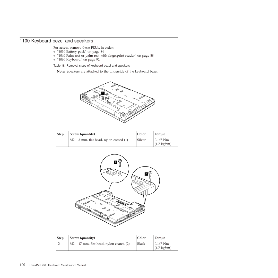 Lenovo 2717ASU manual Keyboard bezel and speakers 