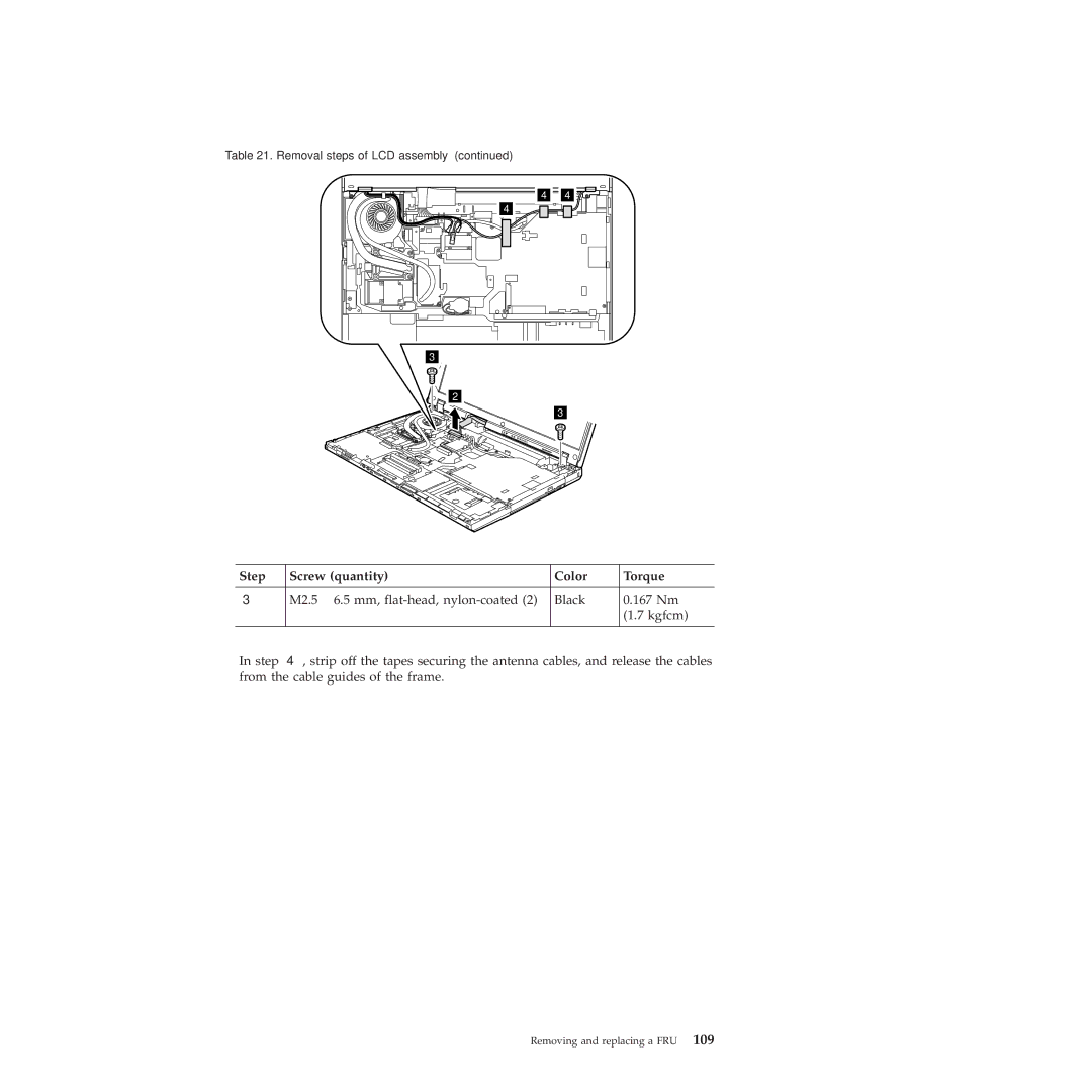 Lenovo 2717ASU manual Step Screw quantity Color Torque 