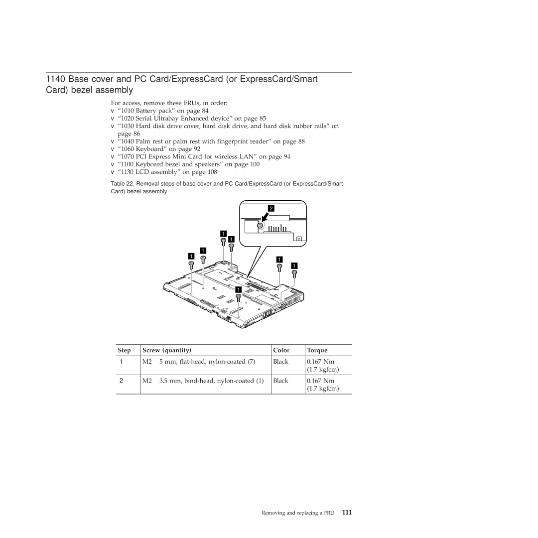 Lenovo 2717ASU manual Step Screw quantity Color Torque 